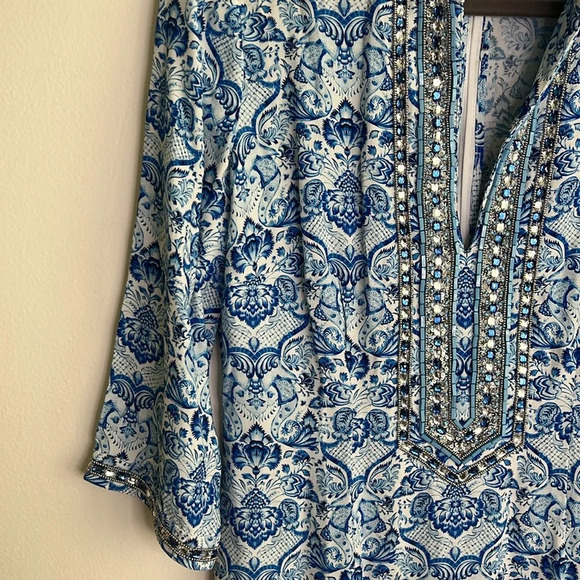Nicoblu Shalimar Long Tunic Dress with Sapphire Jewel Embellishment - Picture 8 of 11